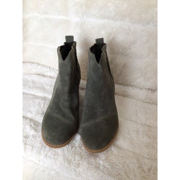 Tom’s Clare Sz 7 Suede Pull On Wedge Heel Boot Waffle Leather - Picture 4 of 5